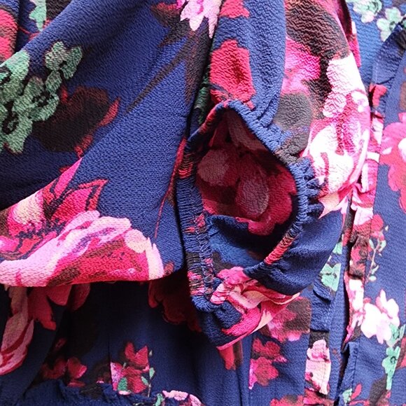 *NWT* Women's sz 16  London Times Navy Smocked Waist Tiered Mini Dress - Picture 5 of 9